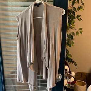 H by Halston Sleeveless Open-Front Cardigan in Mauve-Taupe